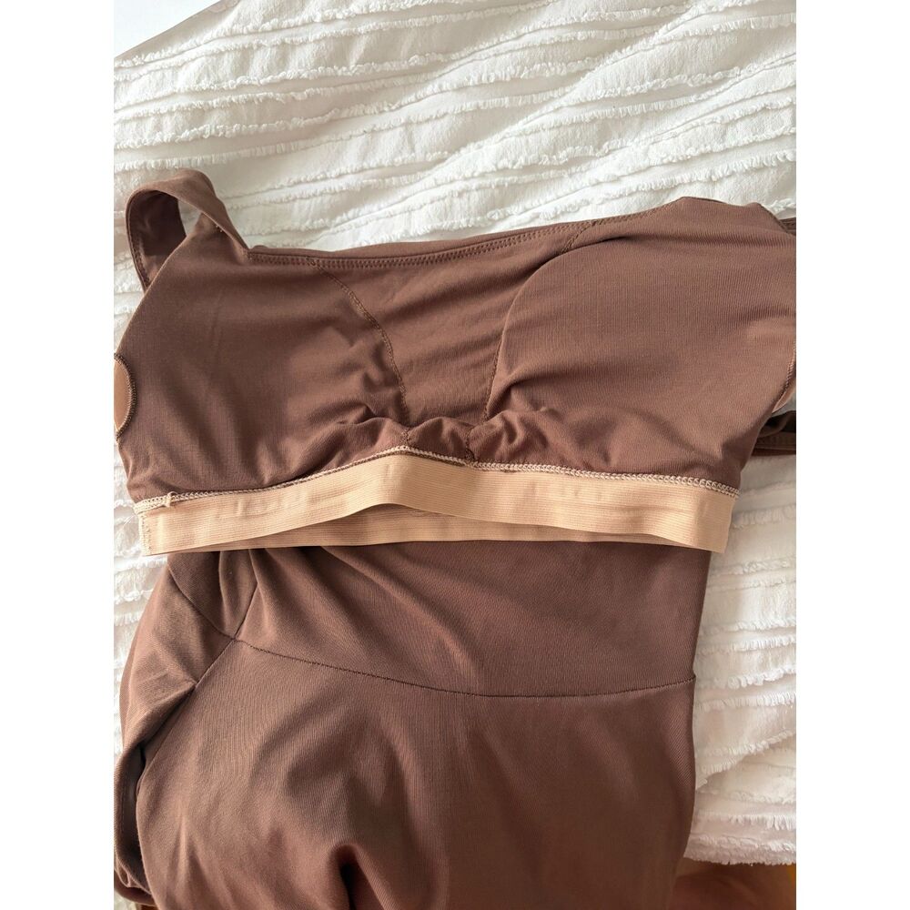 NEW w Tags XS Square Neck Flowy New Airy Bra Midi Dress $89.00 SZ. Color Mocha - Picture 15 of 15